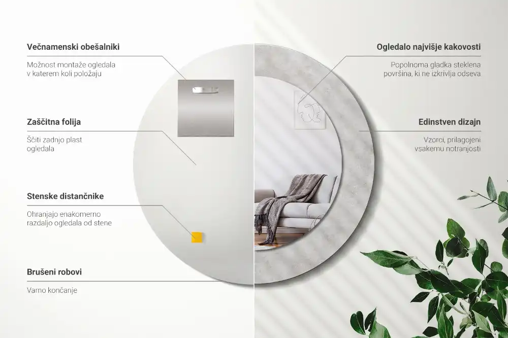 Okroglo okrasno ogledalo Tekstura betona