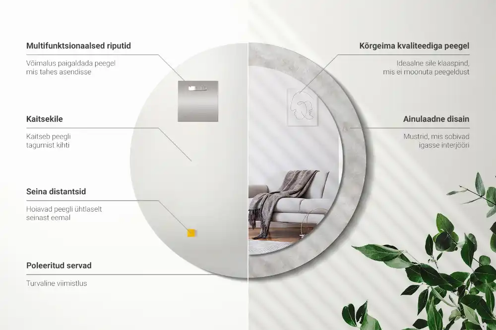 Okroglo okrasno ogledalo Tekstura betona