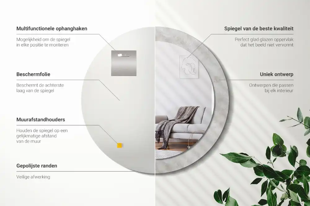 Okroglo okrasno ogledalo Tekstura betona