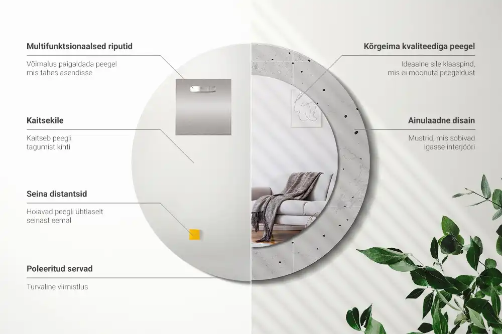 Okroglo stensko okrasno ogledalo Tekstura betona