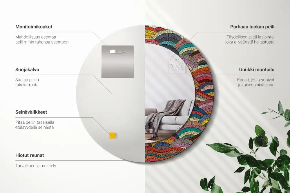 Tiskano okroglo ogledalo Ornament