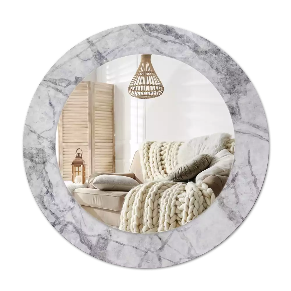 Okroglo stensko okrasno ogledalo Beli marmor