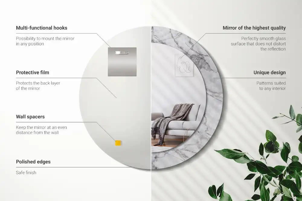 Okroglo stensko okrasno ogledalo Beli marmor