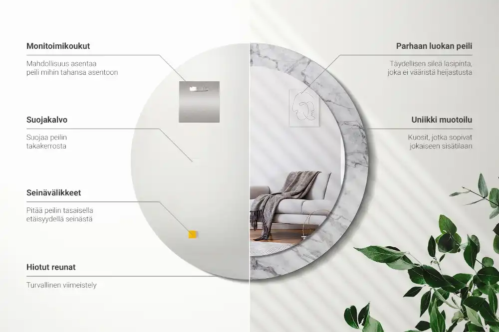 Okroglo stensko okrasno ogledalo Beli marmor