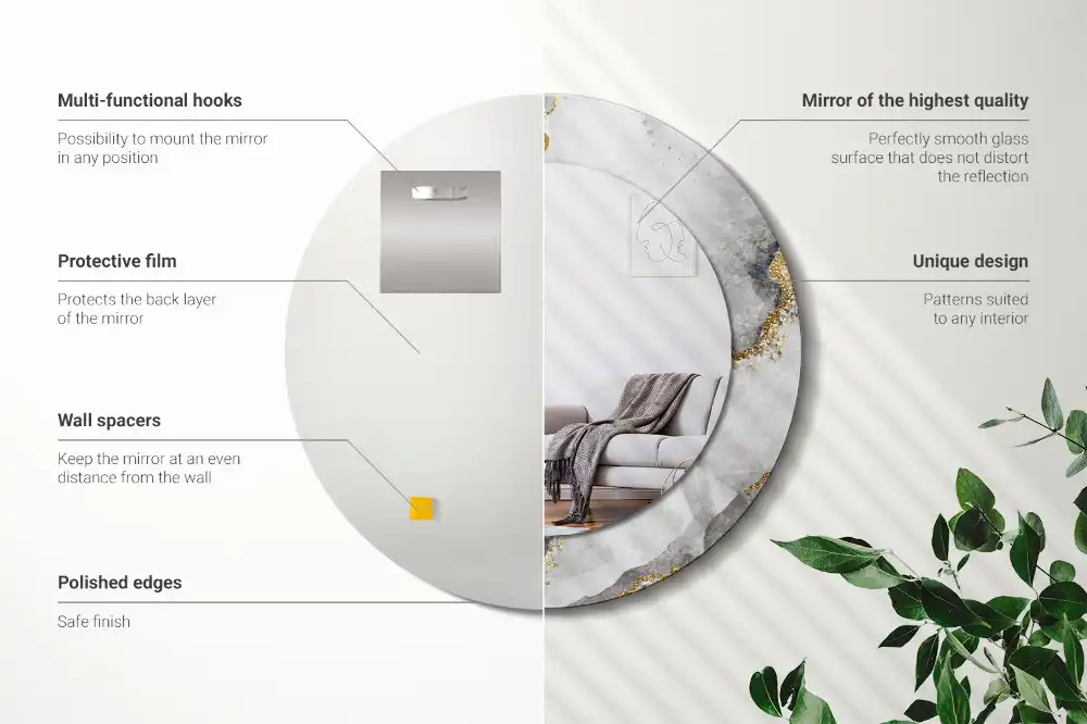 Tiskano okroglo ogledalo Marmorni vzorec