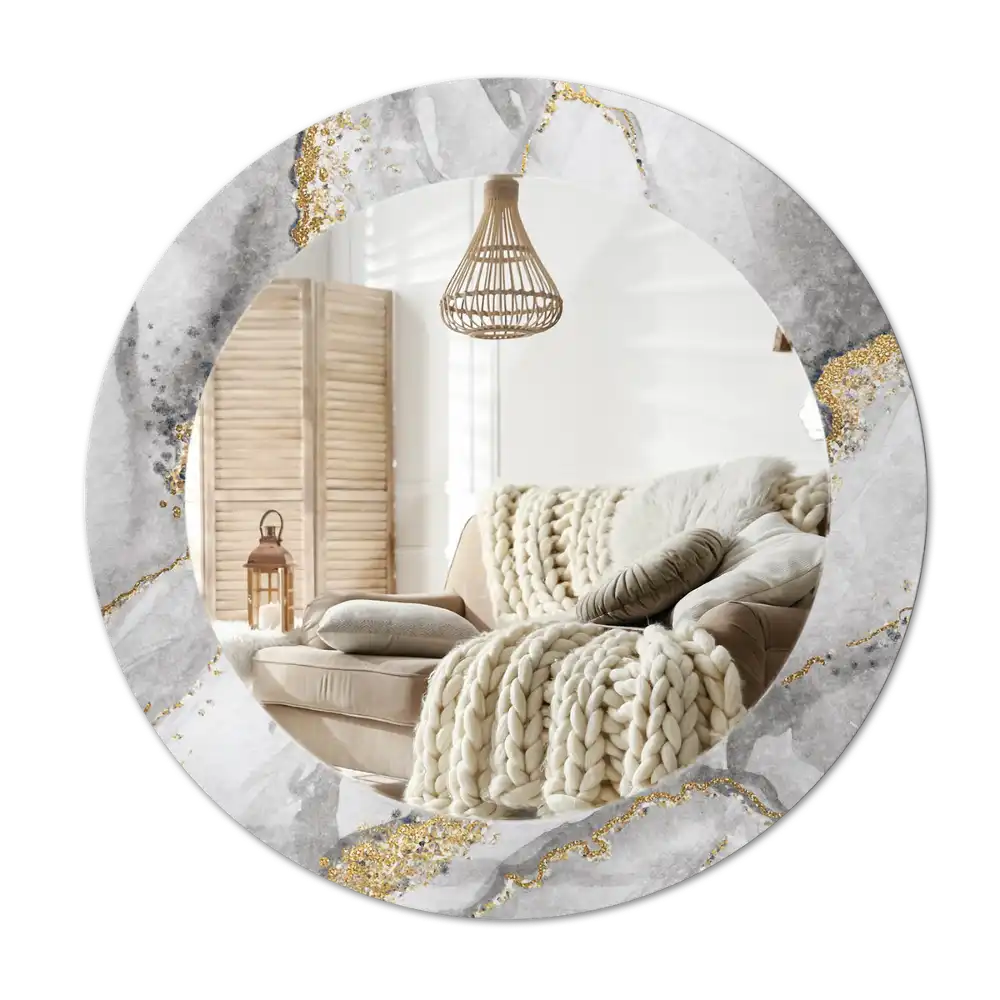 Tiskano okroglo ogledalo Marmorni vzorec