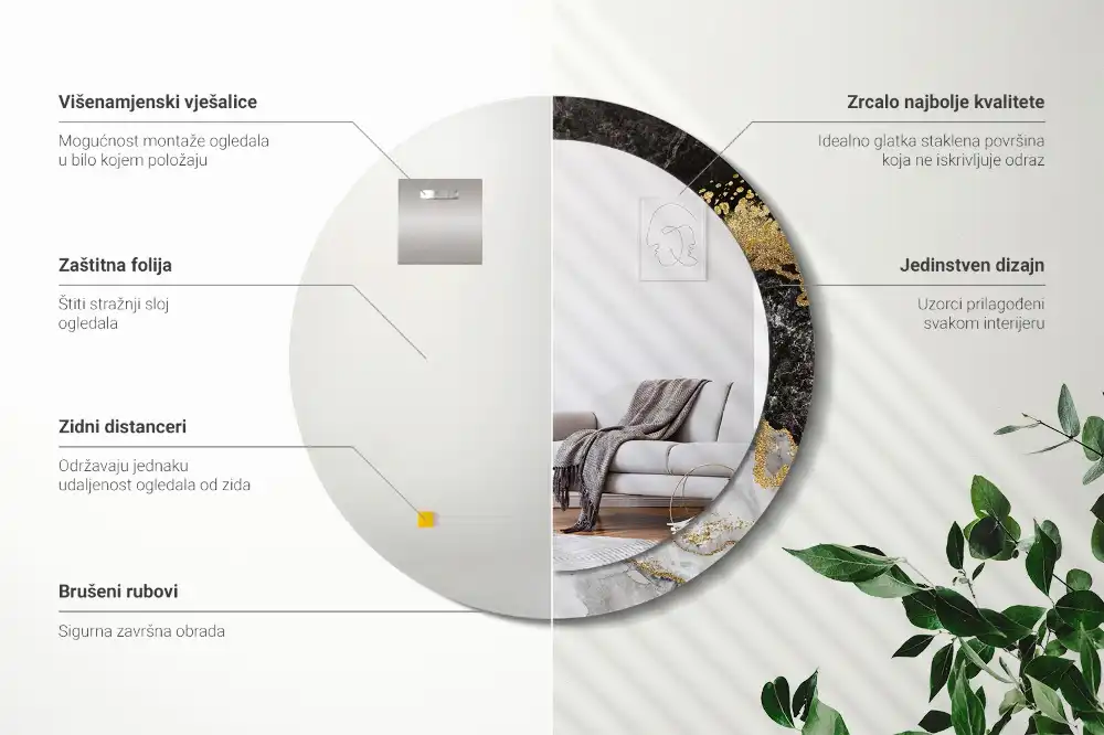 Okroglo okrasno ogledalo Marmorno podstrešje