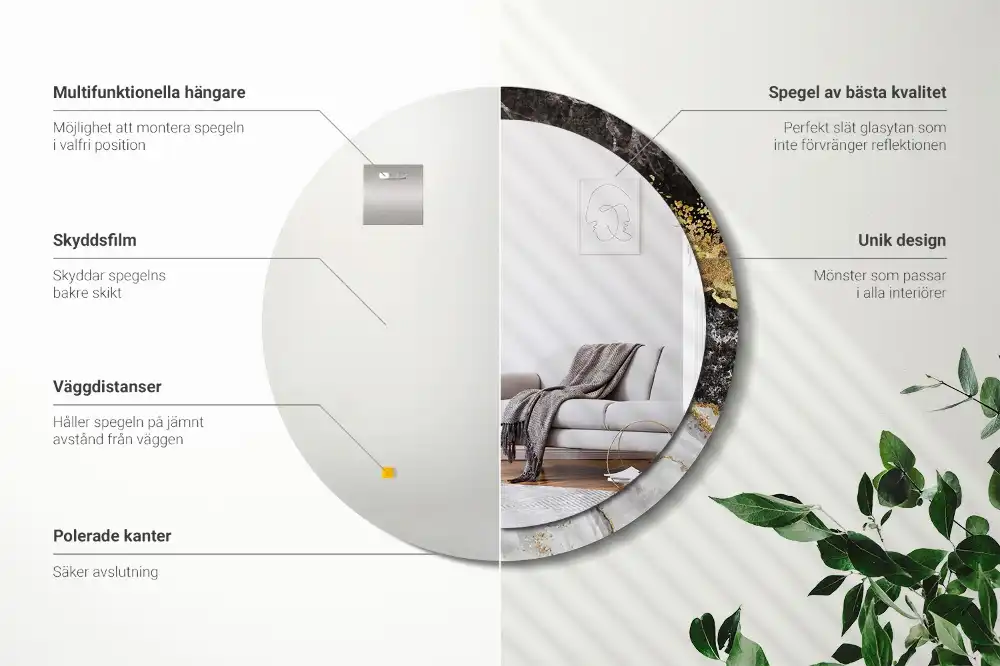 Okroglo okrasno ogledalo Marmorno podstrešje