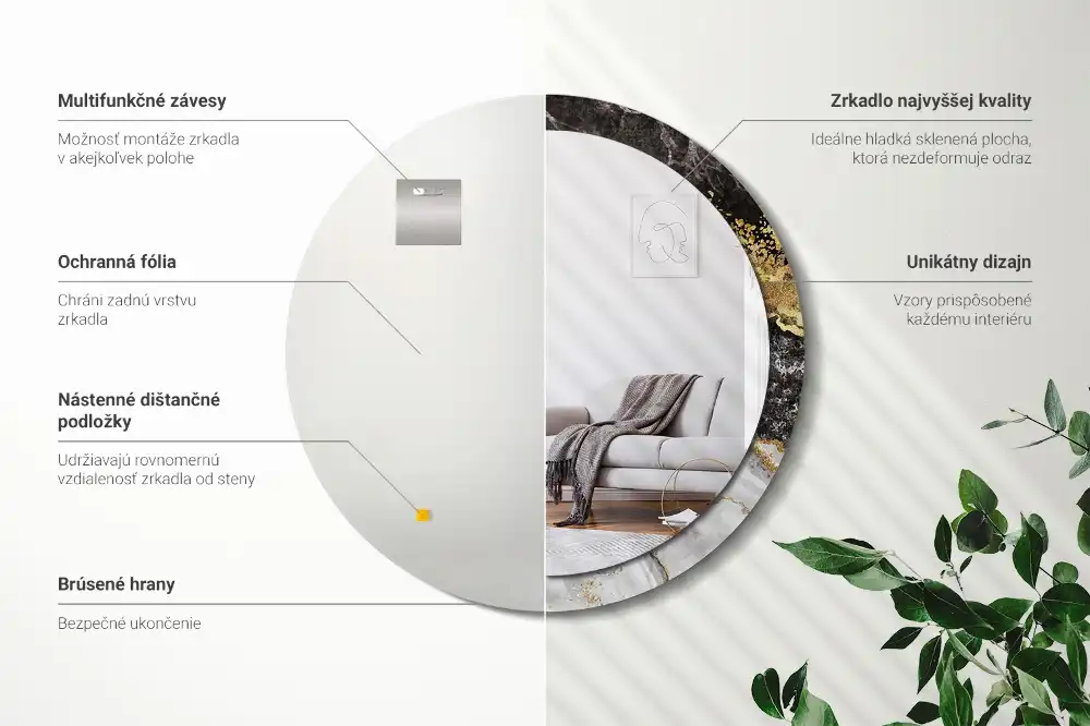 Okroglo okrasno ogledalo Marmorno podstrešje