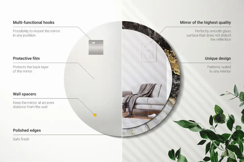 Okroglo okrasno ogledalo Marmorno podstrešje