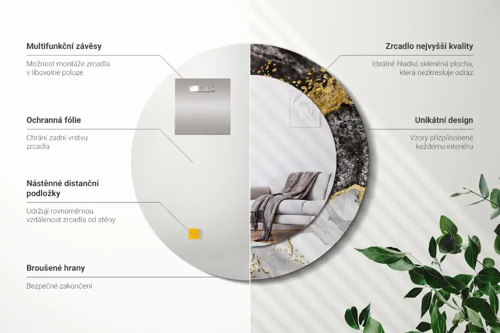 Okroglo okrasno ogledalo Marmorno podstrešje