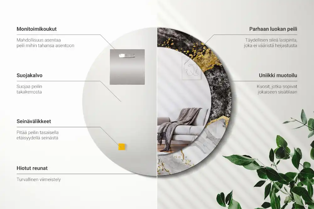 Okroglo okrasno ogledalo Marmorno podstrešje