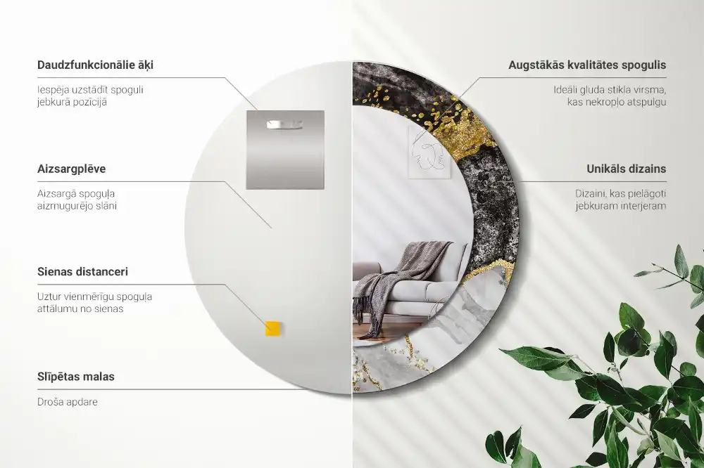 Okroglo okrasno ogledalo Marmorno podstrešje