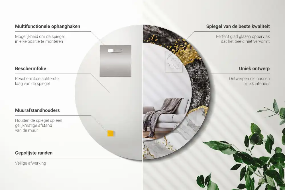 Okroglo okrasno ogledalo Marmorno podstrešje