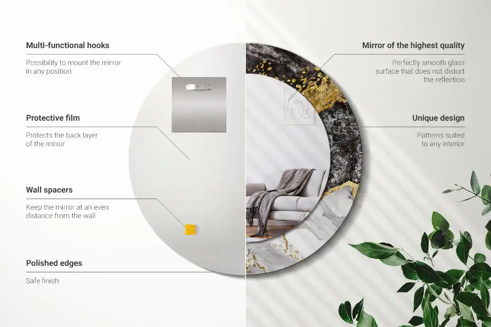 Okroglo okrasno ogledalo Marmorno podstrešje