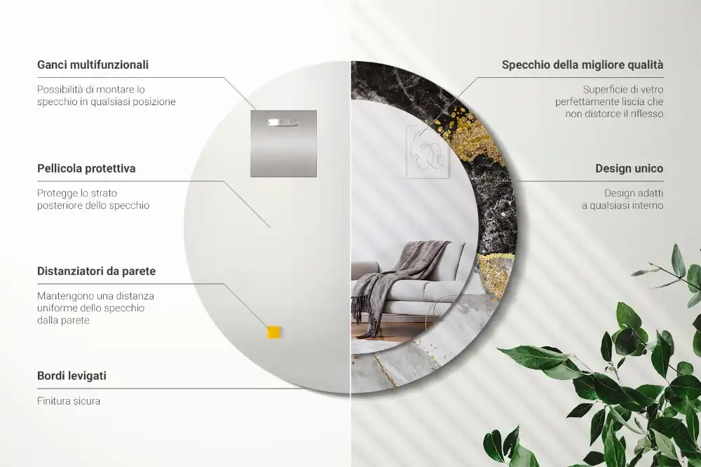 Okroglo okrasno ogledalo Marmorno podstrešje