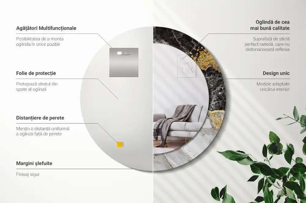 Okroglo okrasno ogledalo Marmorno podstrešje