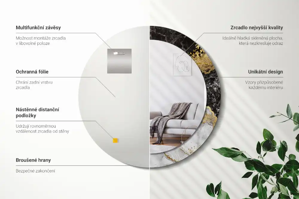 Okroglo okrasno ogledalo Marmorno podstrešje