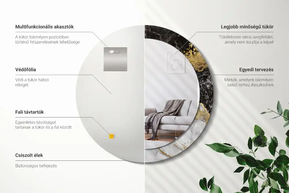 Okroglo okrasno ogledalo Marmorno podstrešje