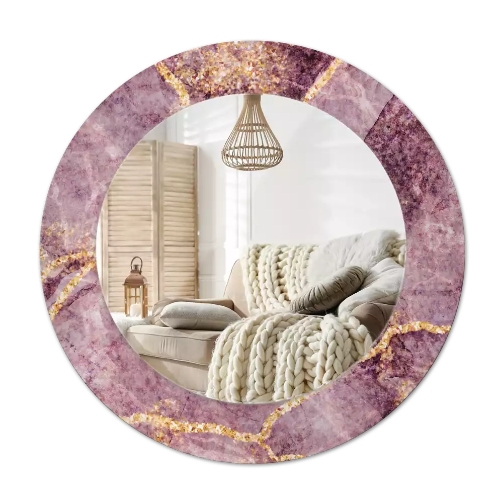 Okroglo stensko okrasno ogledalo Imitacija marmorja