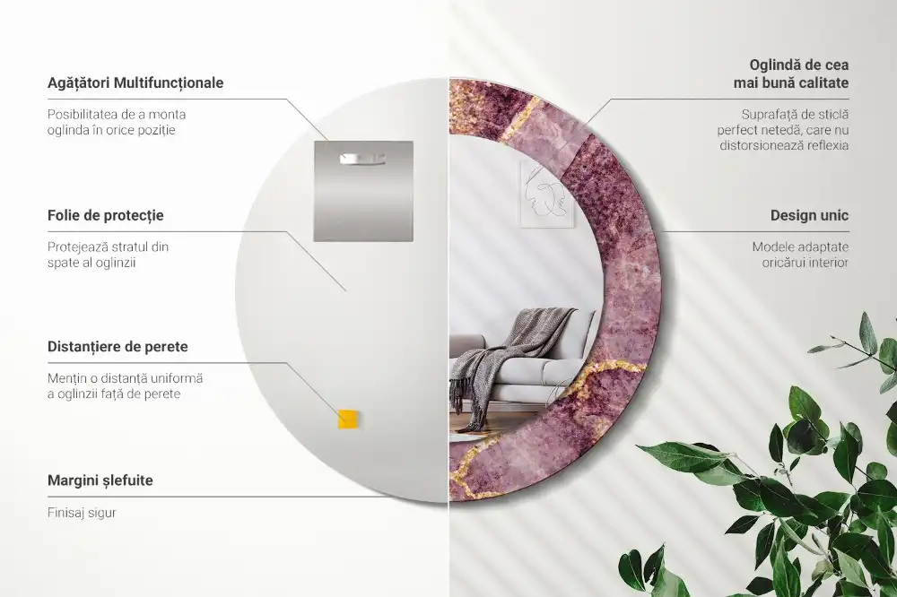 Okroglo stensko okrasno ogledalo Imitacija marmorja