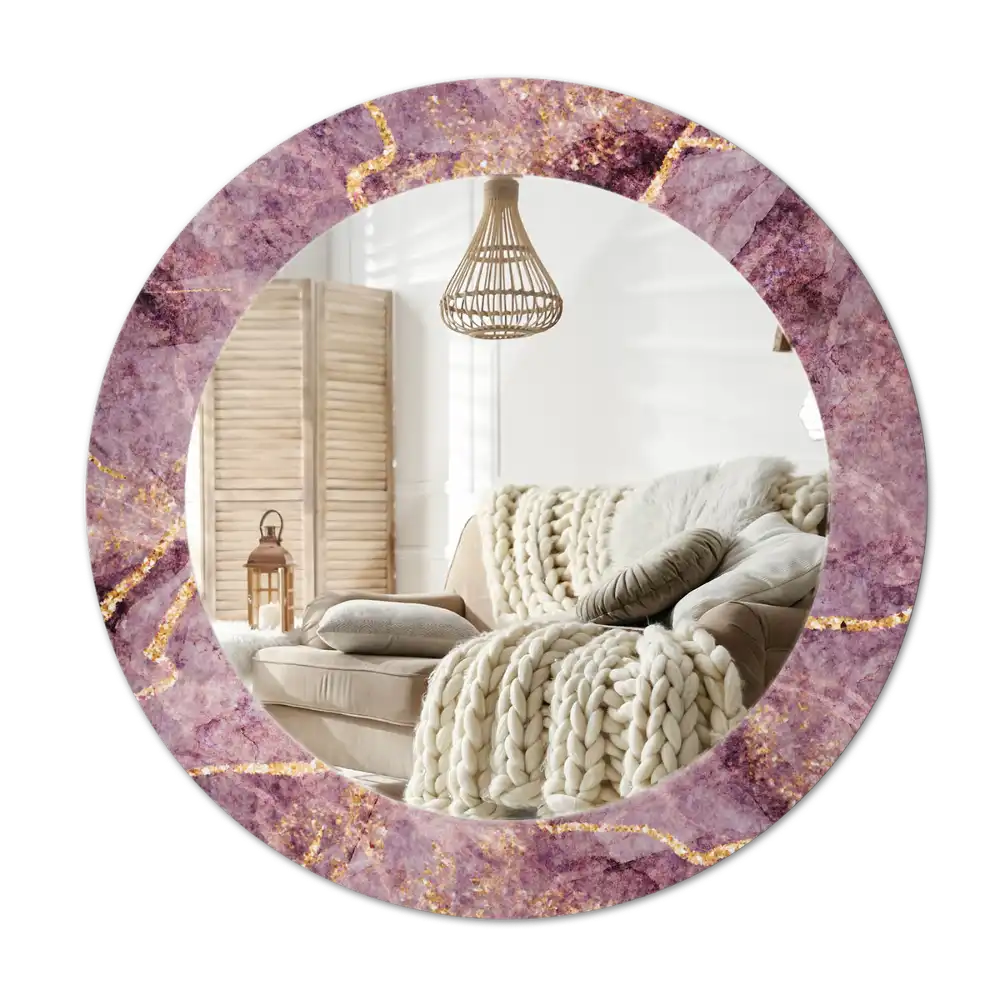 Okroglo stensko okrasno ogledalo Imitacija marmorja