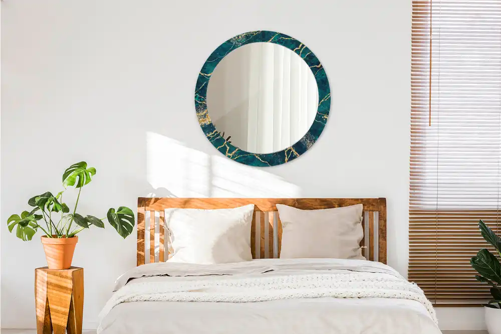 Okroglo okrasno ogledalo Zeleni marmor