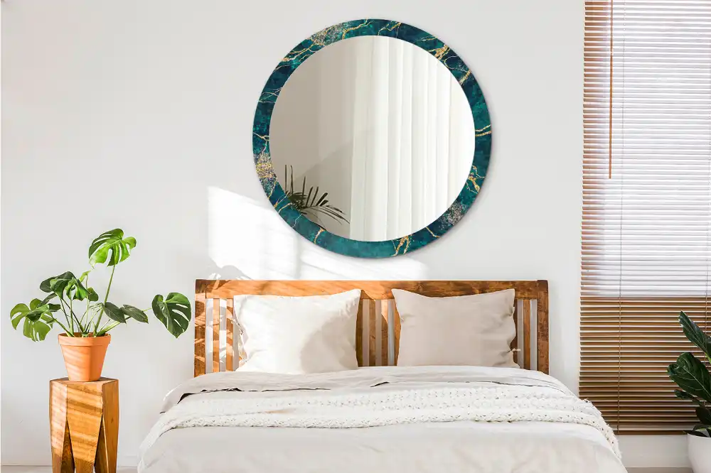 Okroglo okrasno ogledalo Zeleni marmor