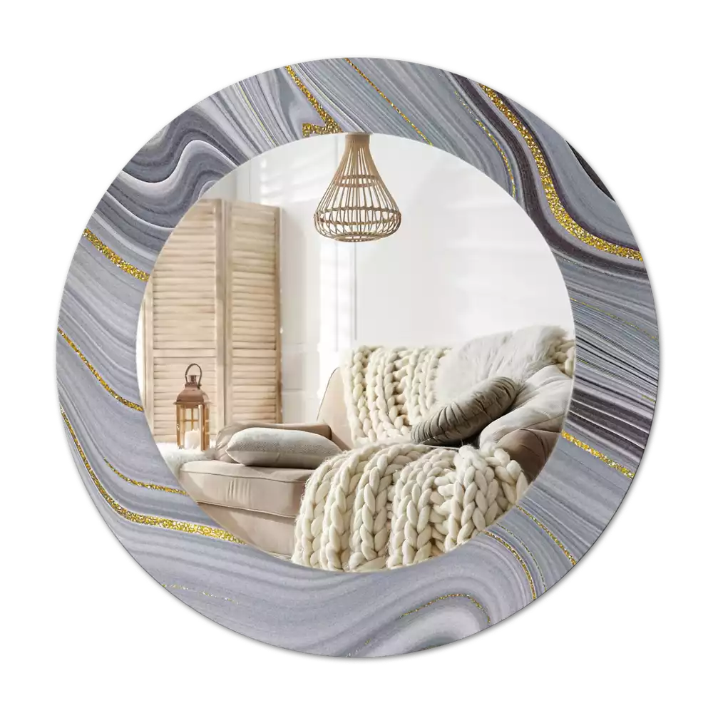 Okroglo stensko okrasno ogledalo Sivi marmor