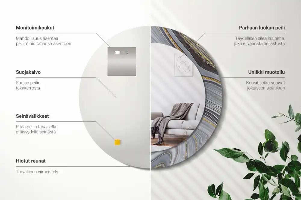 Okroglo stensko okrasno ogledalo Sivi marmor