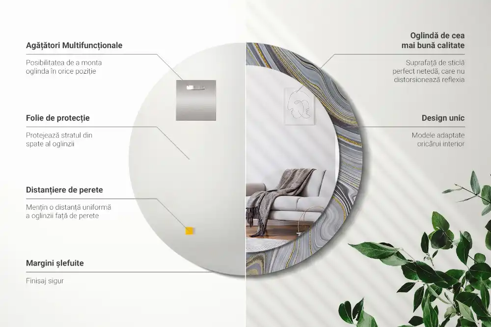 Okroglo stensko okrasno ogledalo Sivi marmor