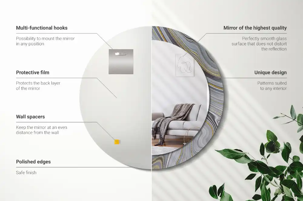 Okroglo stensko okrasno ogledalo Sivi marmor