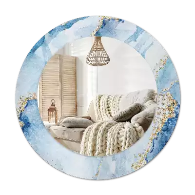 Okroglo okrasno ogledalo Modri ​​marmor