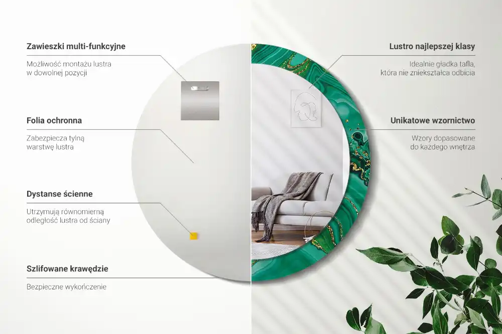 Okroglo okrasno ogledalo Agatni marmor