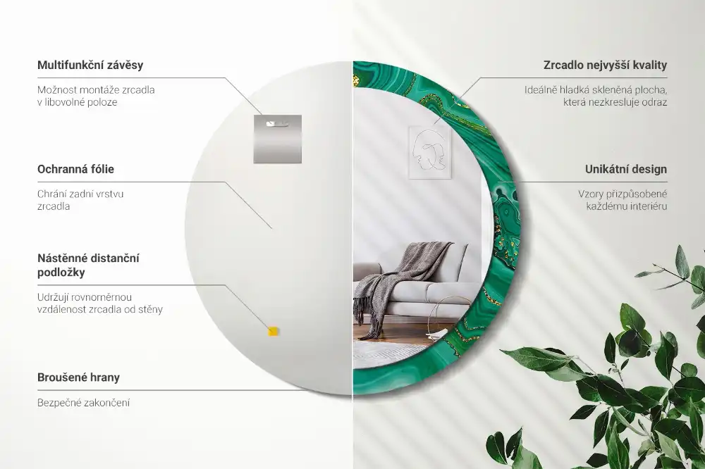 Okroglo okrasno ogledalo Agatni marmor