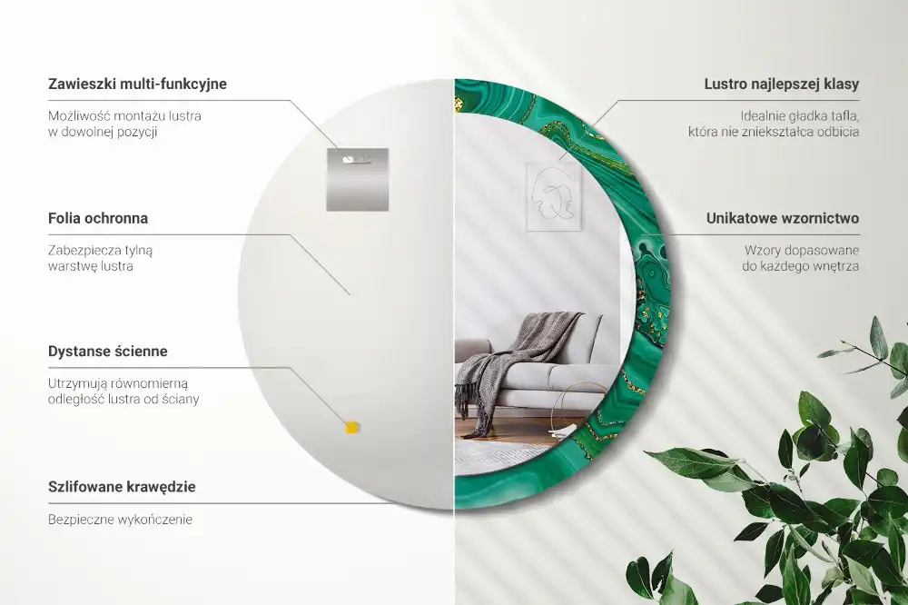 Okroglo okrasno ogledalo Agatni marmor