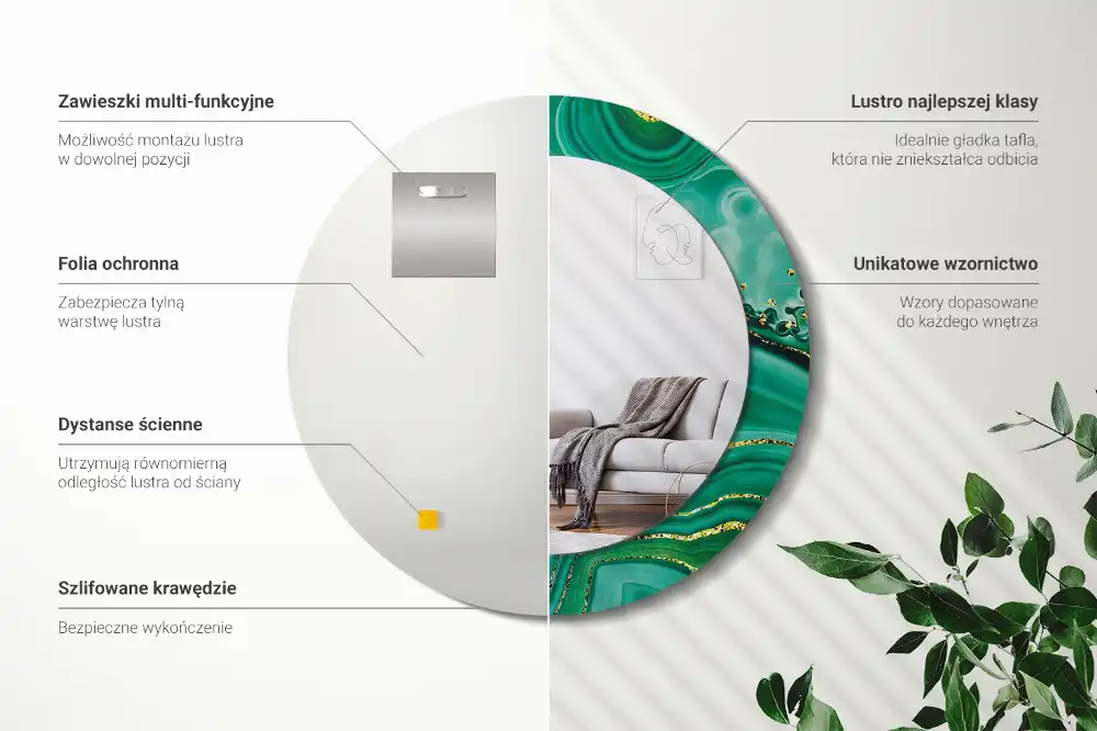 Okroglo okrasno ogledalo Agatni marmor