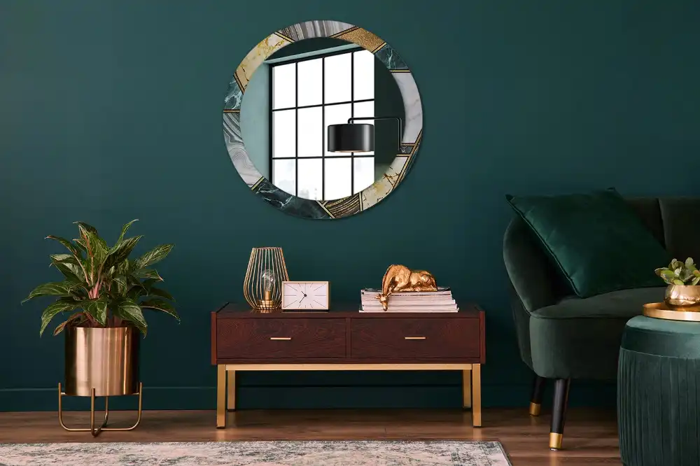 Okroglo stensko okrasno ogledalo Marmorni slog