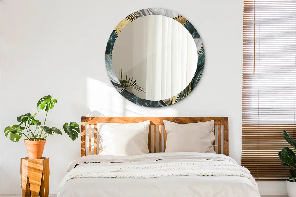 Okroglo stensko okrasno ogledalo Marmorni slog