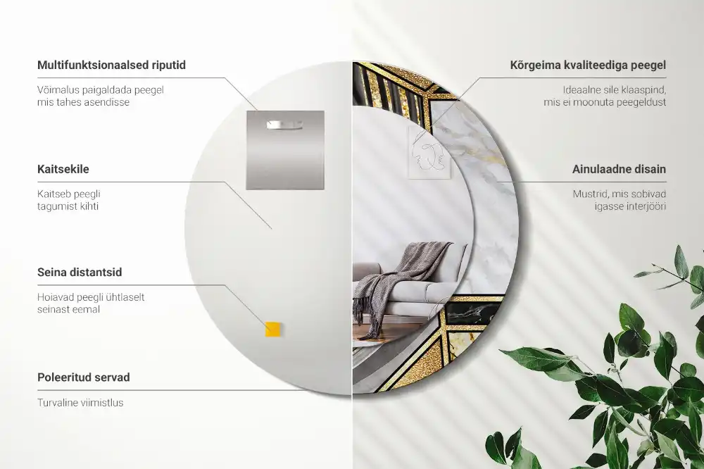 Okroglo stensko okrasno ogledalo Marmorni slog