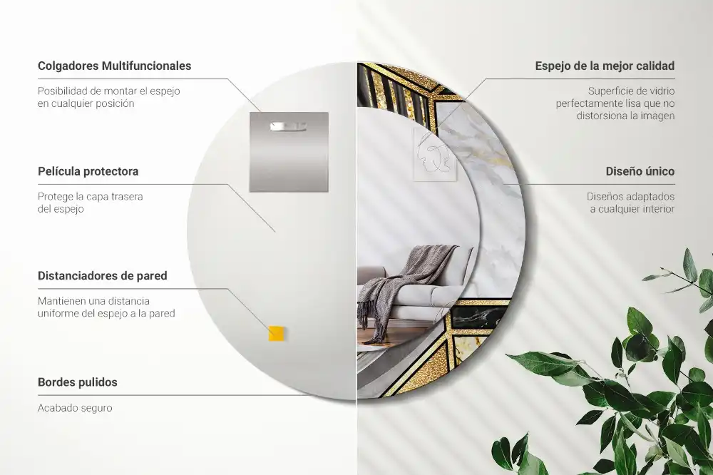 Okroglo stensko okrasno ogledalo Marmorni slog