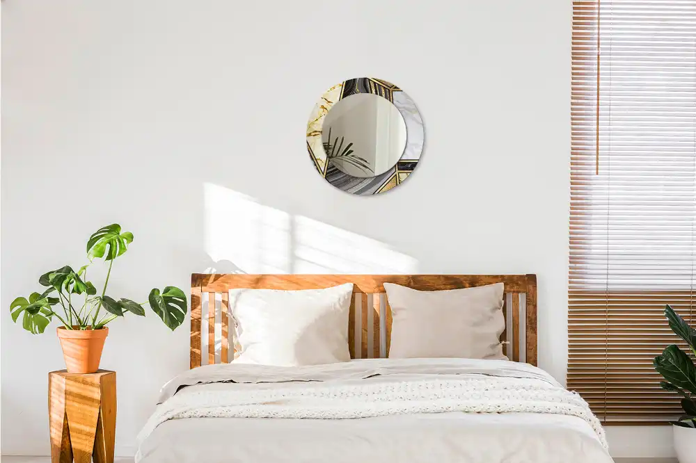 Okroglo stensko okrasno ogledalo Marmorni slog