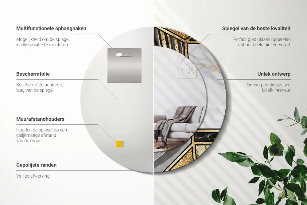 Okroglo stensko okrasno ogledalo Marmorni slog