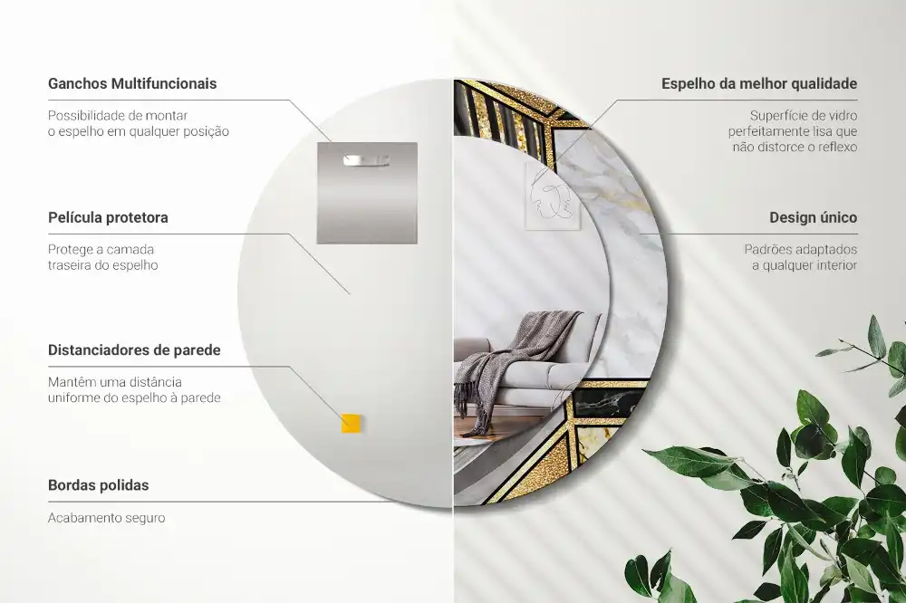 Okroglo stensko okrasno ogledalo Marmorni slog