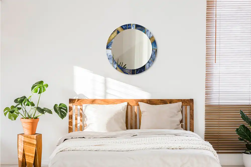 Tiskano okroglo ogledalo Sodobni marmor