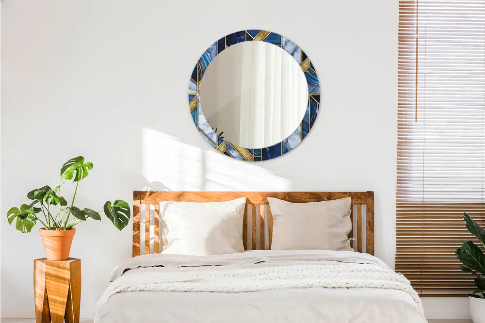 Tiskano okroglo ogledalo Sodobni marmor