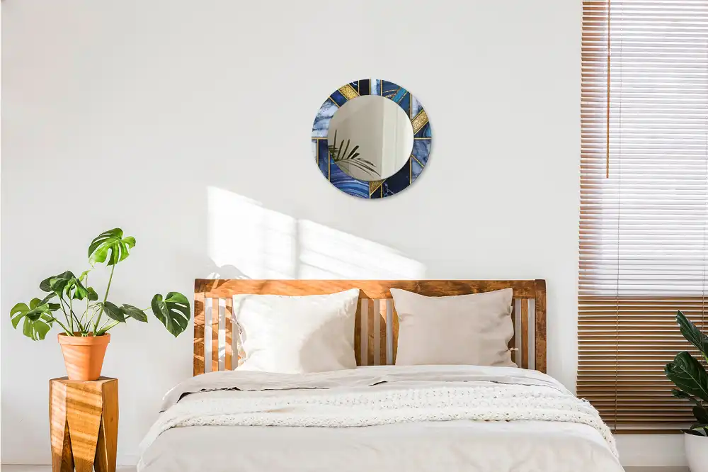 Tiskano okroglo ogledalo Sodobni marmor