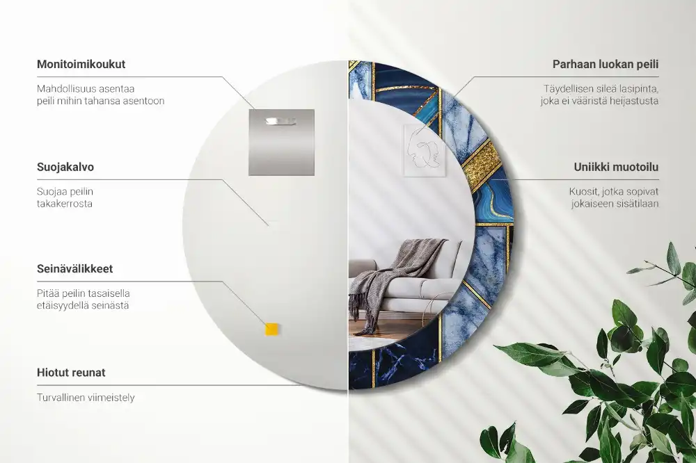 Tiskano okroglo ogledalo Sodobni marmor