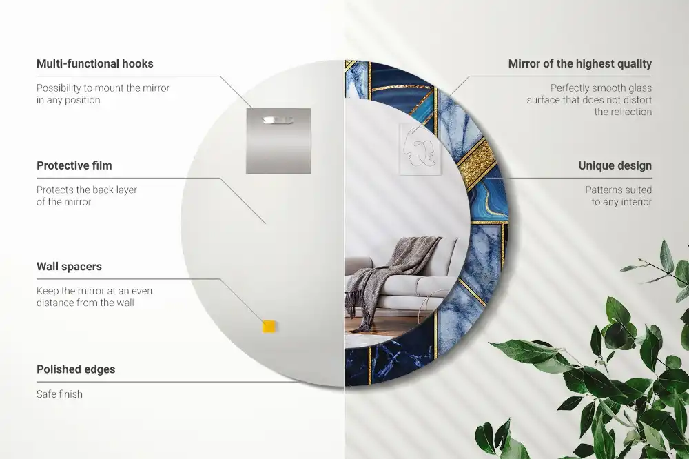 Tiskano okroglo ogledalo Sodobni marmor