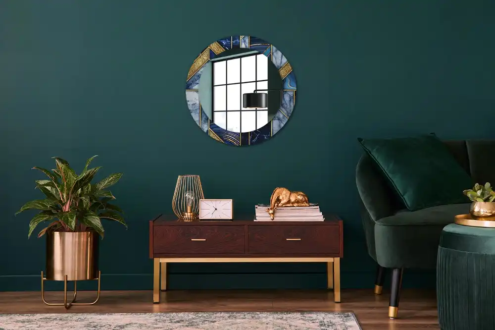 Tiskano okroglo ogledalo Sodobni marmor